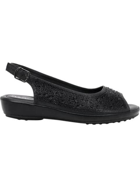 SANDALIA PLANA PIEDRAS NEGRO SHOSH