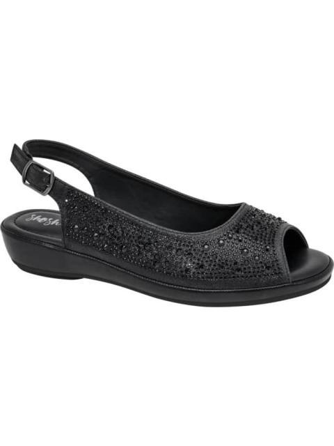 SANDALIA PLANA PIEDRAS NEGRO SHOSH - Imagen 2
