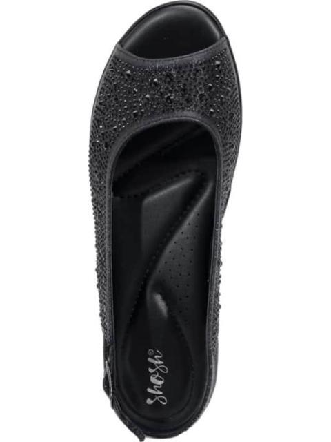 SANDALIA PLANA PIEDRAS NEGRO SHOSH - Imagen 3