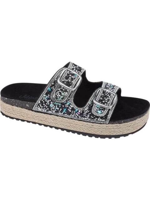 SANDALIA CON BRILLOS NEGRO VI LINE FASHION - Imagen 2