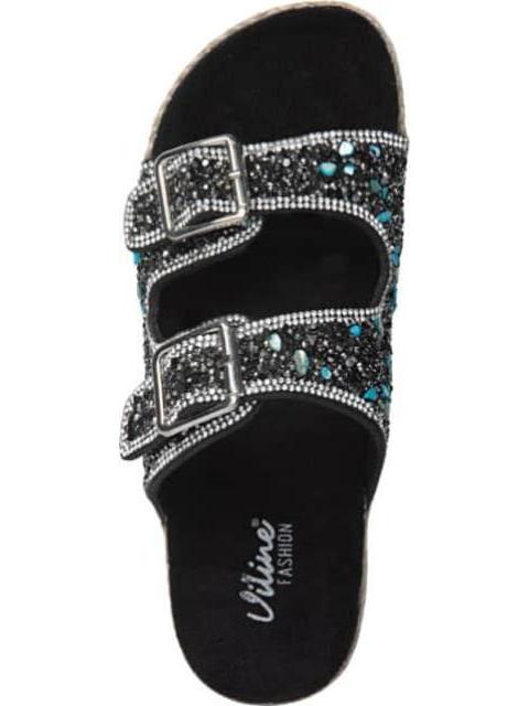 SANDALIA CON BRILLOS NEGRO VI LINE FASHION - Imagen 4