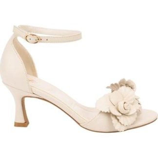 SANDALIA TACON FLORES BEIGE/HUESO YAELI