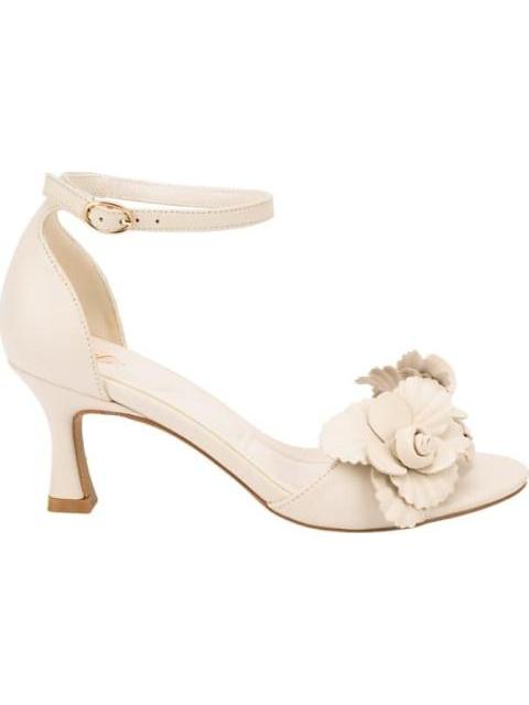 SANDALIA TACON FLORES BEIGE/HUESO YAELI