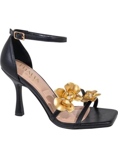 SANDALIA TACON FLORES NEGRO THALIA SODI - Imagen 2