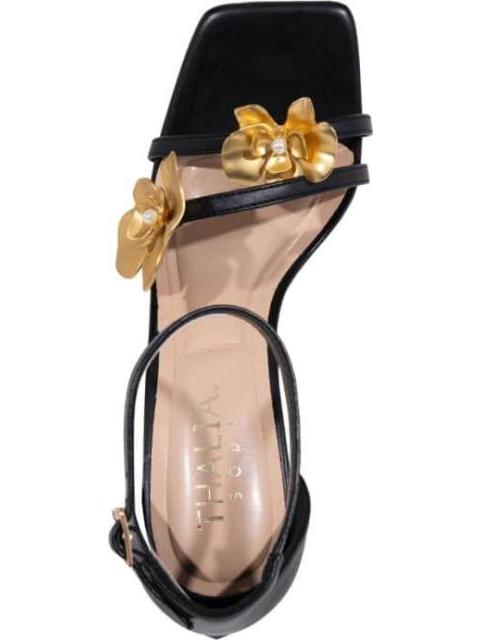 SANDALIA TACON FLORES NEGRO THALIA SODI - Imagen 3