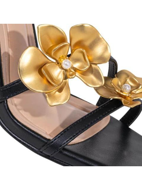 SANDALIA TACON FLORES NEGRO THALIA SODI - Imagen 6