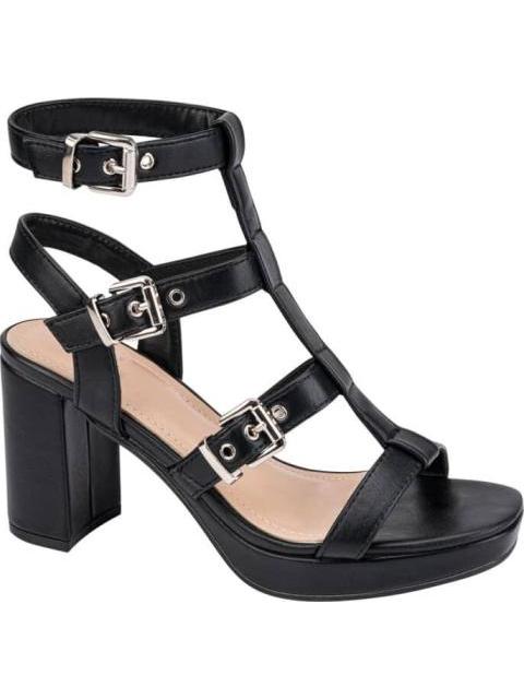 SANDALIA TACON PLATAFORMA HEBILLAS NEGRO YAELI FASHION - Imagen 2