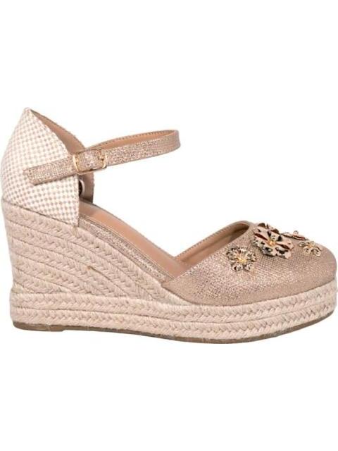 SANDALIAS PLATAFORMA FLORES ORO VI LINE FASHION