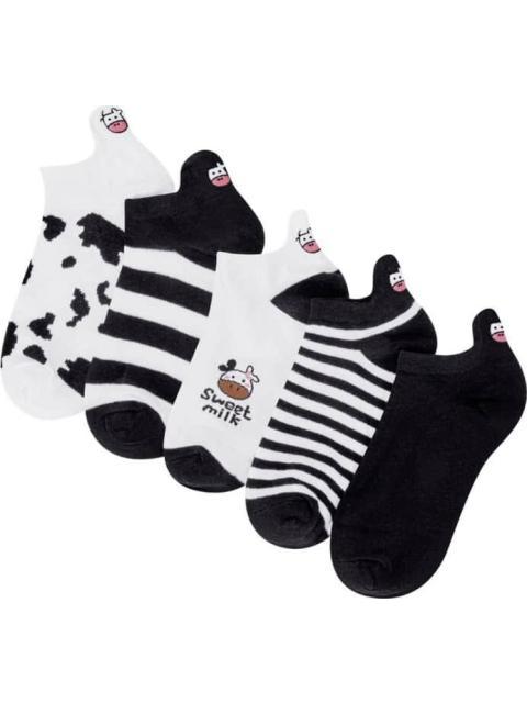 SET 5 PARES DE TINES CON BORDADO BLANCO/NEGRO LOVE TO LOUNGE