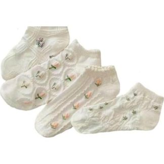 SET 5 PARES DE TINES CON BORDADO MARFIL LOVE TO LOUNGE