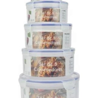 SET 5 TUPPERS HERMETICOS MULTICOLOR HELLODREAM