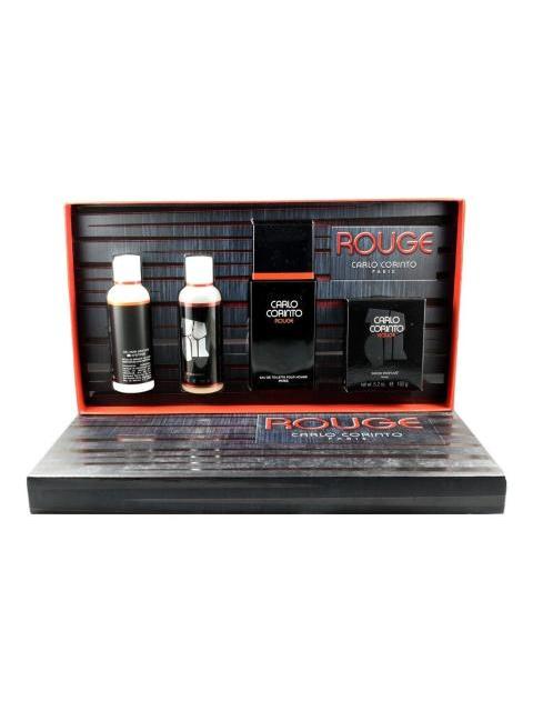 SET CARLO CORINTO ROUGE 4PZS EDT JABON SHOWER GEL AFTERSHAVE