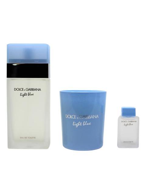 SET DOLCE & GABBANA LIGHT BLUE (CON VELA) 3 PZ PARA MUJER