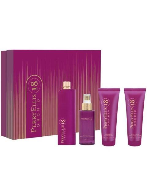 SET PERRY ELLIS 18 ORCHID PARA DAMA 100 ML 4 PIEZAS