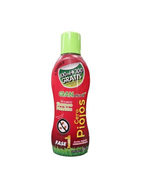 SHAMPOO GRAN NATURAL CERO PIOJOS 1100 ML MI NUEVO SHAMPOO NATURIS SHAMPOOS NACE