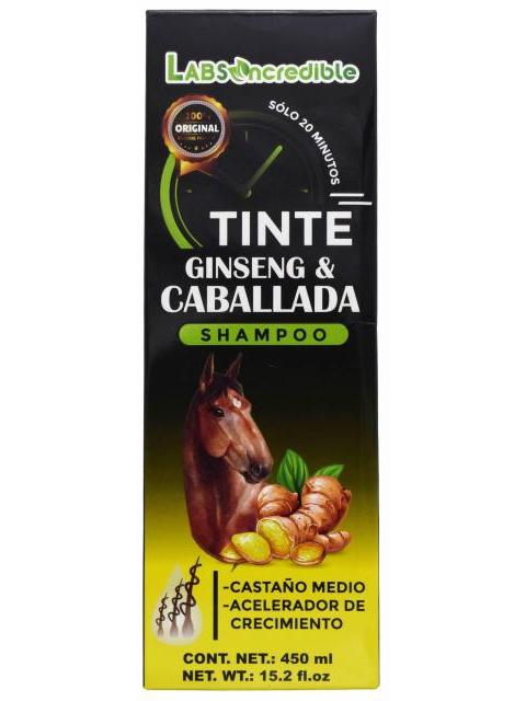 SHAMPOO TINTE CASTAÑO GINSENG CABALLADA 450 ML LABS INCREDIBLE