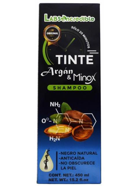 SHAMPOO TINTE NEGRO ARGAN MINOX 450 ML LABS INCREDIBLE