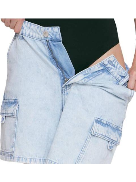 SHORT MEZCLILLA CINTURA ALTA AZUL ATMOSPHERE DNM - Imagen 5