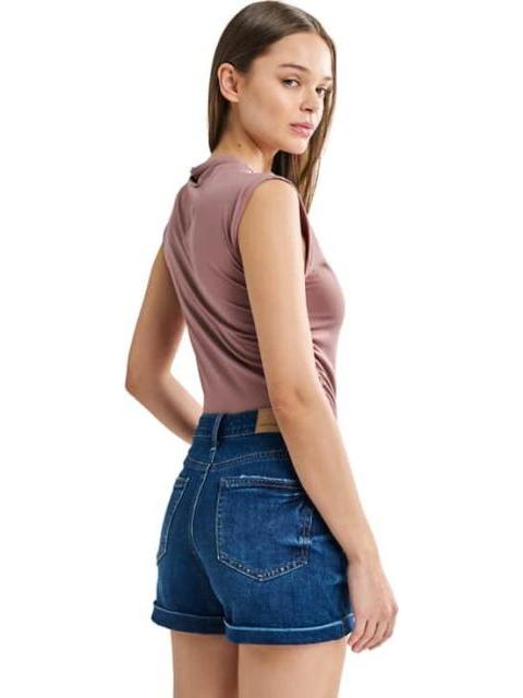 SHORT MEZCLILLA CINTURA ALTA AZUL INDIGO ATMOSPHERE DNM - Imagen 4