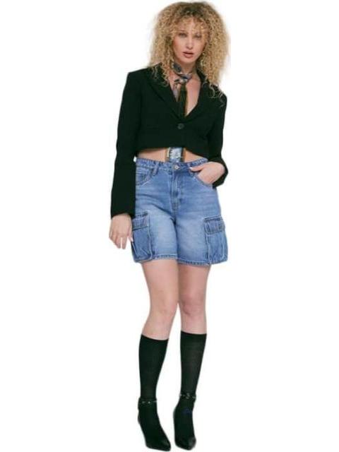SHORT MEZCLILLA CINTURA ALTA GRIS ATMOSPHERE DNM - Imagen 6