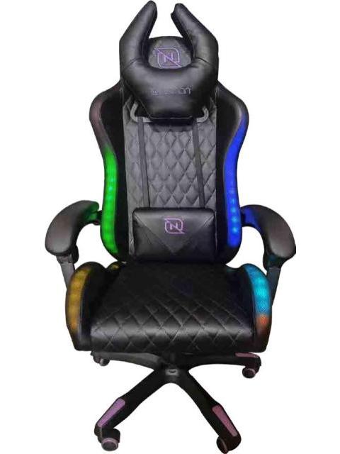 SILLA GAMER RGB INCLINACION RESPALDO 145 CLASE 4 140150KG NSGRGB1 FOAM 350MM 63CM-64CM-121131CM COJIN LUMBAR Y CABEZA NEGRO-ROSA