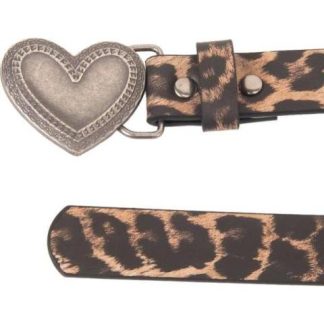 SINTETICO LEOPARDO HEBILLA DE CORAZON PLATA ANIMAL PRINT HOLLY LAND