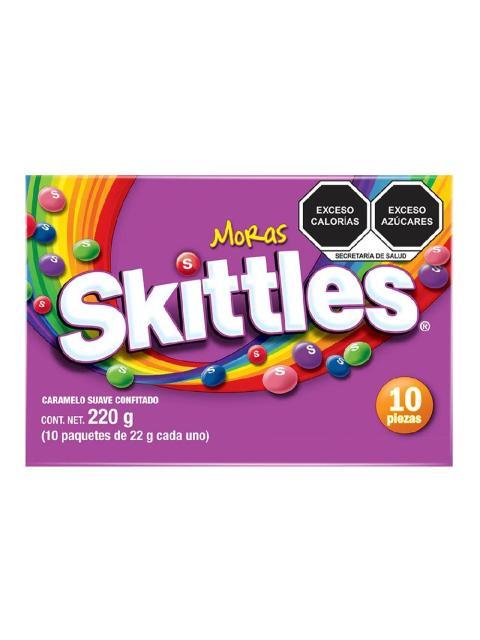 SKITTLES CARAMELO SUAVE MORAS 10 PZ DE 22 GR