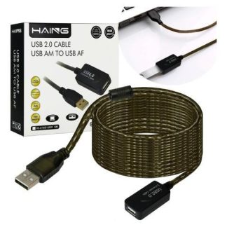 SLIM COMPANY CABLE EXTENSION USB MACHO A HEMBRA PUERTO 2.0 480 MBPS PARA LAPTOP PC IMPRESORA 10 METROS DE LARGO DE PVC COLOR NEGRO