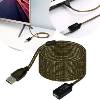 SLIM COMPANY CABLE EXTENSION USB MACHO A HEMBRA PUERTO 2.0 480 MBPS PARA LAPTOP PC IMPRESORA 15 METROS DE LARGO DE PVC COLOR NEGRO