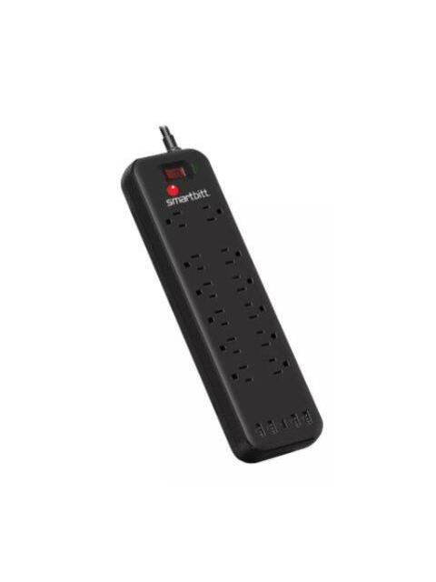 SMARTBITT SUPRESOR DE PICOS SBSS-B12-5U 12 SALIDAS 5 PUERTOS USB 3.600 JOULES - Imagen 2
