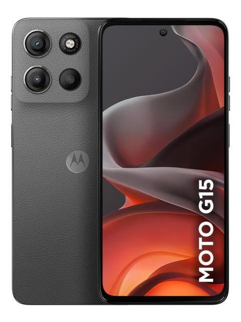 SMARTPHONE MOTOROLA MOTO G15 256 GB 4 GB DE RAM BOOST Y CAMARA DE 50 MP CON INTELIGENCIA ARTIFICIAL Y VISION NOCTURNA BATERIA DE 5200 MAH PANTALLA 6.7 FHD+ CON NFC SUPERBRILLANTE GRAFITO