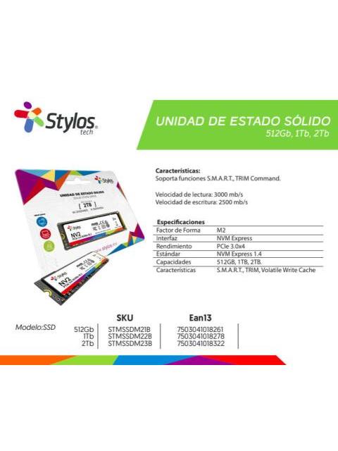 SSD STYLOS STMSSDM22B NVME 1TB M.2 2500 MB-S ESCRITURA 3000 MB-S LECTURA PCI EXPRESS 3.0 - Imagen 6