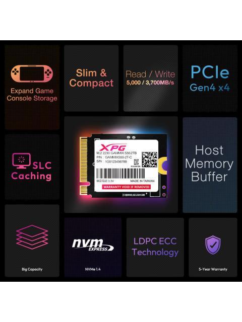 SSD XPG GAMMIX S55 NVME 512GB M.2 3000 MB-S ESCRITURA 5000 MB-S LECTURA PCI EXPRESS 4.0 - Imagen 7