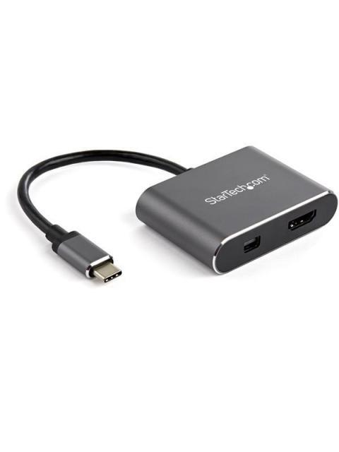 STARTECH ADAPTADOR USB C MACHO - HDMI-MINI DISPLAYPORT HEMBRA NEGRO-GRIS