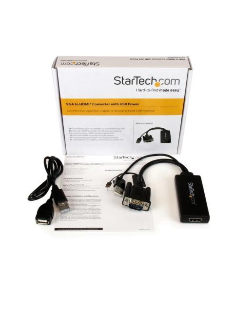 STARTECH ADAPTADOR VGA-USB MACHO - HDMI HEMBRA 25CM NEGRO