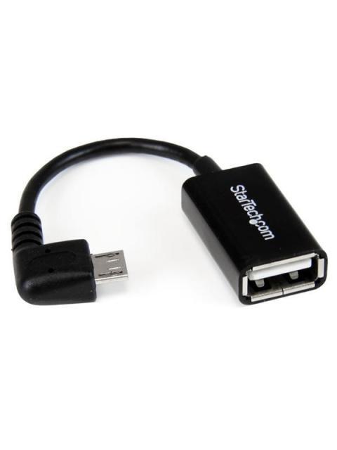 STARTECH CABLE ADAPTADOR MICRO USB B MACHO - USB A HEMBRA OTG ACODADO A LA DERECHA 12CM