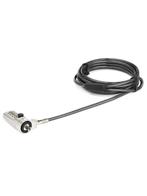 STARTECH CABLE CON CANDADO DE COMBINACION CON 4 DIGITOS 2.04 METROS NEGRO-PLATA