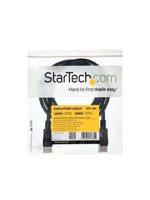 STARTECH  CABLE DISPLAYPORT CON CERTIFICACION VESA DISPLAYPORT 1.2 MACHO - DISPLAYPORT 1.2 MACHO 4K 1.8 METROS NEGRO CON CIERRE DE SEGURIDAD - Imagen 4
