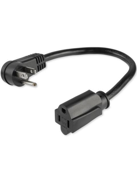 STARTECH  CABLE DE PODER ACODADO NEMA 5-15P MACHO - NEMA 5-15R ACOPLADOR HEMBRA 30CM NEGRO