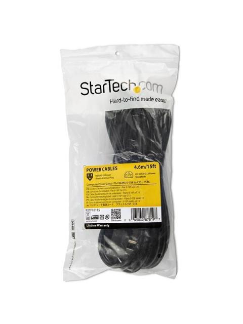 STARTECH CABLE DE PODER NEMA 5-15P MACHO - C13 COUPLER HEMBRA 4.6 METROS NEGRO - Imagen 2