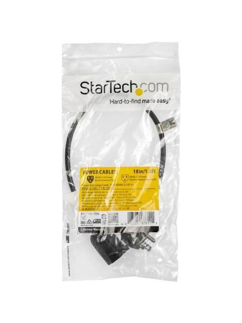 STARTECH  CABLE DE PODER PLANO NEMA 5-15P MACHO - NEMA 5-15R HEMBRA 50CM NEGRO - Imagen 6
