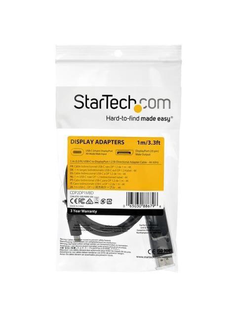 STARTECH CABLE DISPLAYPORT 1.2 MACHO - USB C MACHO 8K 30HZ 1 METRO NEGRO - Imagen 4