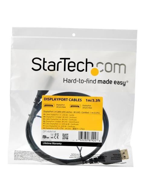 STARTECH CABLE DISPLAYPORT CON CERTIFICACION VESA DISPLAYPORT 1.4 MACHO - DISPLAYPORT 1.4 MACHO 8K 60HZ 1 METRO NEGRO