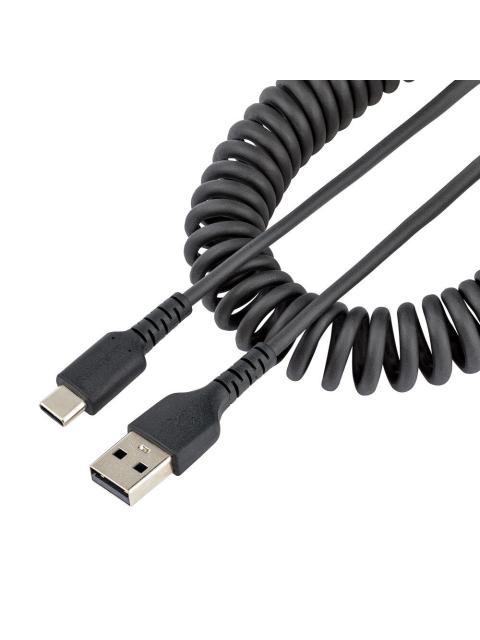 STARTECH CABLE ESPIRAL USB-A MACHO - USB-C MACHO 1 METRO NEGRO