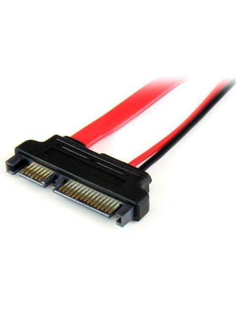 STARTECH CABLE SLIMLINE SATA 13 PIN MACHO - SATA 7+15 PIN HEMBRA 15CM ROJO - Imagen 4