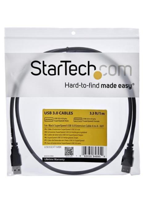 STARTECH CABLE USB A MACHO - USB A HEMBRA 1 METRO NEGRO - Imagen 6