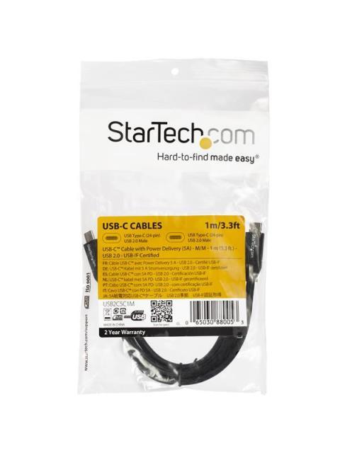 STARTECH CABLE USB C MACHO - USB C MACHO 1 METRO NEGRO - Imagen 2