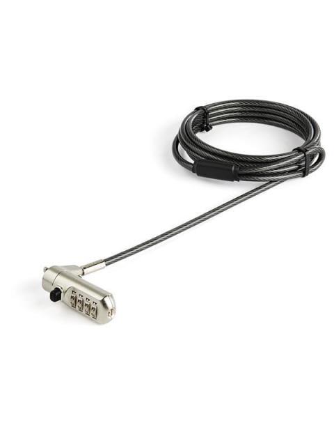 STARTECH CANDADO DE COMBINACION PARA LAPTOPS 2 METROS NEGRO-PLATA