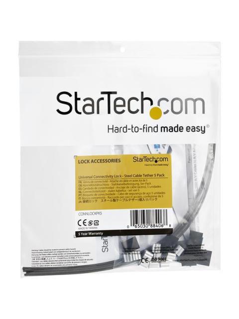 STARTECH CANDADO PARA CABLES Y ADAPTADORES 30CM NEGRO 5 PIEZAS