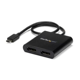 STARTECH  DIVISOR MULTIPLICADOR USB C - DISPLAYPORT 2 PUERTOS NEGRO